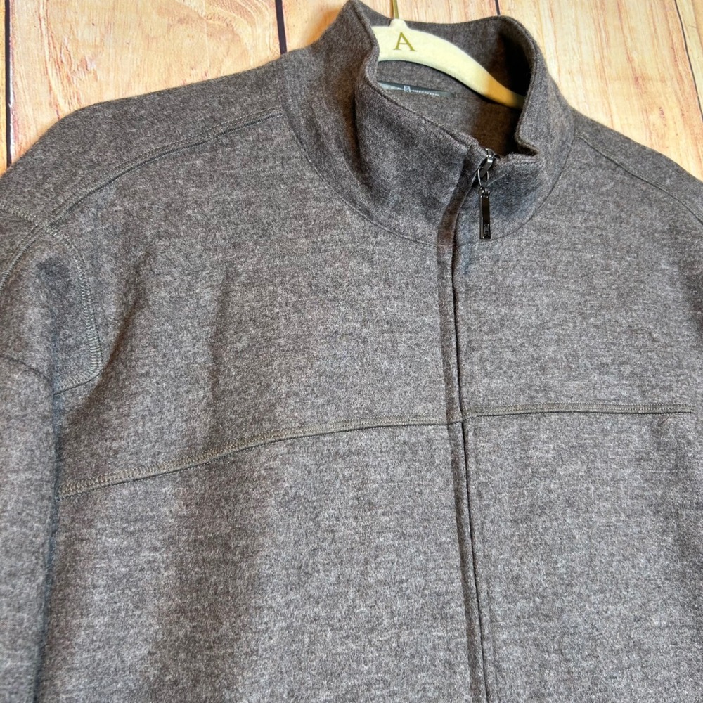 VTG Nike Tiger Woods Collection Wool Full Zip Jacket Taupe Heather Golf Mens XL